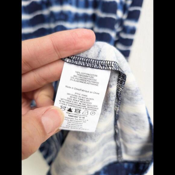 Tory Burch Hollie T Shirt Blue Tie Dye Shift Mini Dress 100% Cotton Size XL - Picture 4 of 5